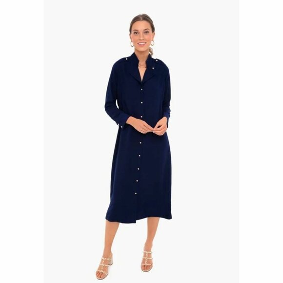 Pomander Place by Tuckernuck Women's Admiral Blue Anderson Dress Button Front XS - Picture 8 of 8